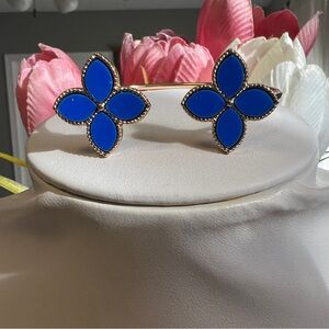 Blue/Gold flower thin bangle